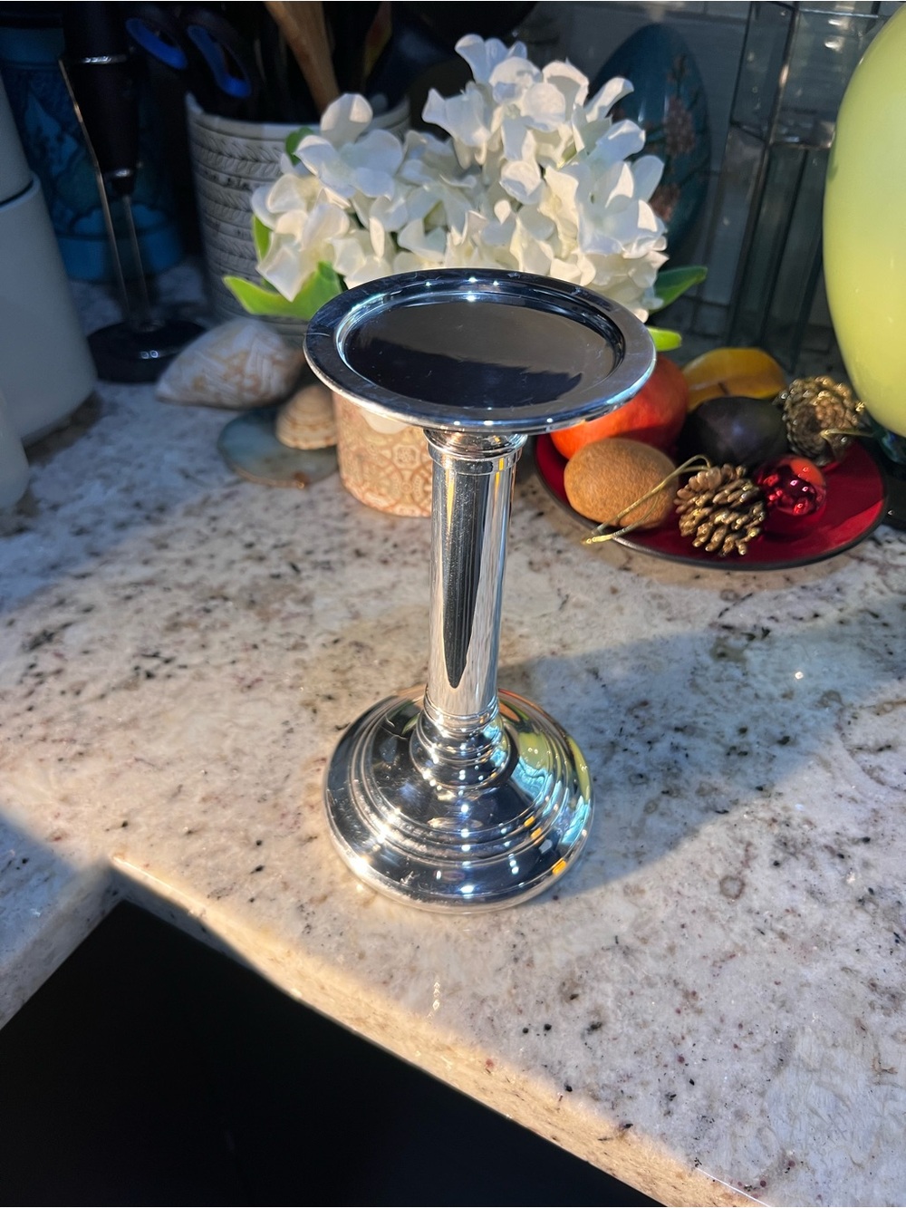 Restoration Hardware Silver Metal Pillar Candle Holder Hard to Find Price Firm